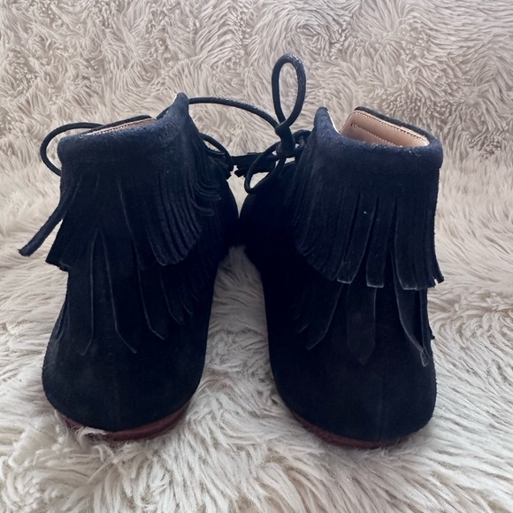Ulla Johnson Adelaide Black Suede Lace Up Fringe Moccasin Booties Size 35 - Picture 8 of 12